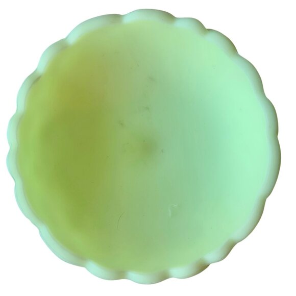 Fenton Lidded Uranium Glass Compote Dish With Water Lily  Motif - Picture 6 of 16